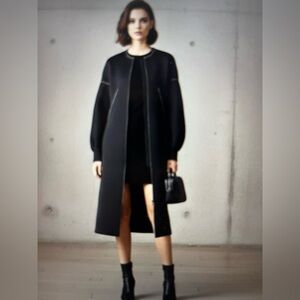 Marie Saint Pierre Luxury Grey Scuba Coat | Avant Garde Designer | Size 0 NWT